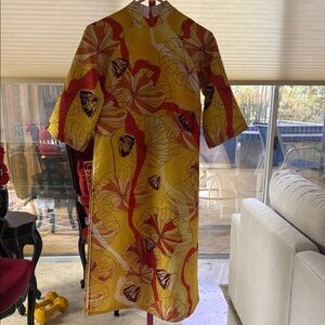 Vibrant Yellow and Red Floral Dress